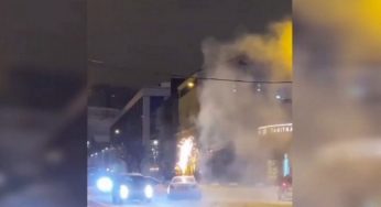 В центре Днепра водитель BMW запускал фейерверк со своего авто
