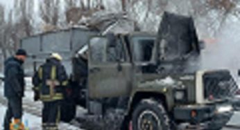 В Каменском горел грузовик