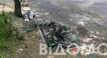 У Кам’янському невідомі підпалили сміттєві баки (відео)